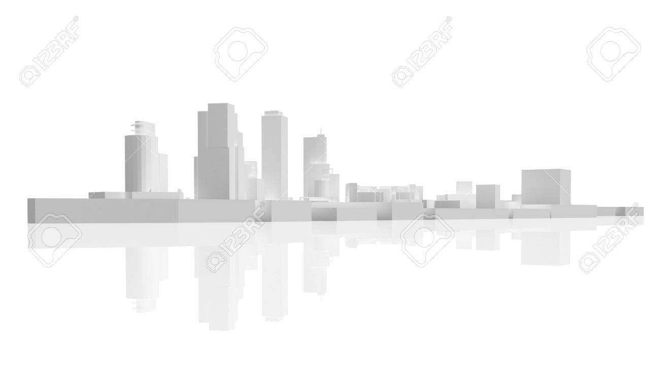 Abstract Modern Cityscape Skyline 3d Model Isolated On White Stock Photo Picture And Royalty Free Image Image