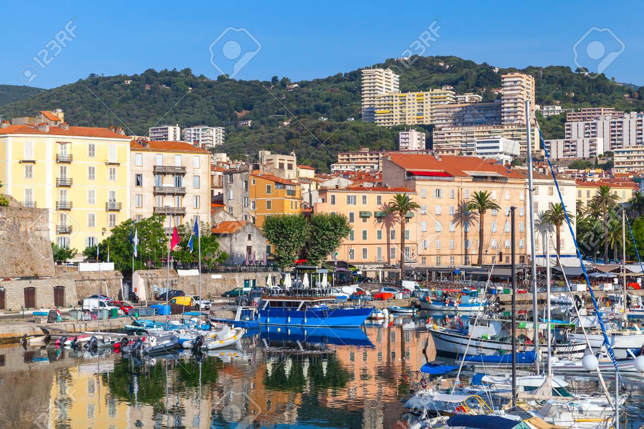 Moored Yachts And Pleasure Boats In Old Port Of Ajaccio South Corsica France Stock Photo Picture And Royalty Free Image Image