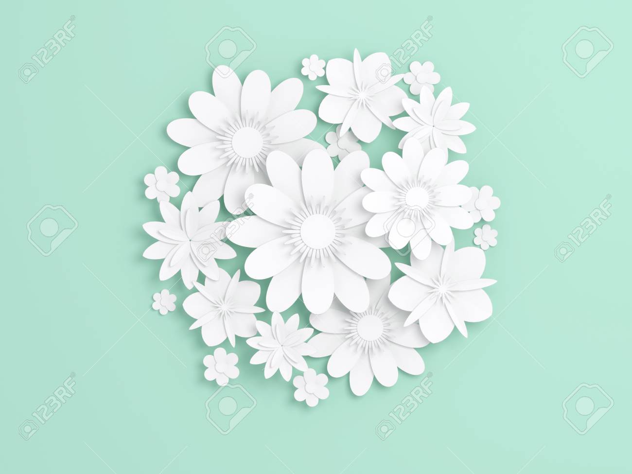 white paper flowers decoration on light green backdrop bridal white paper flower backdrop