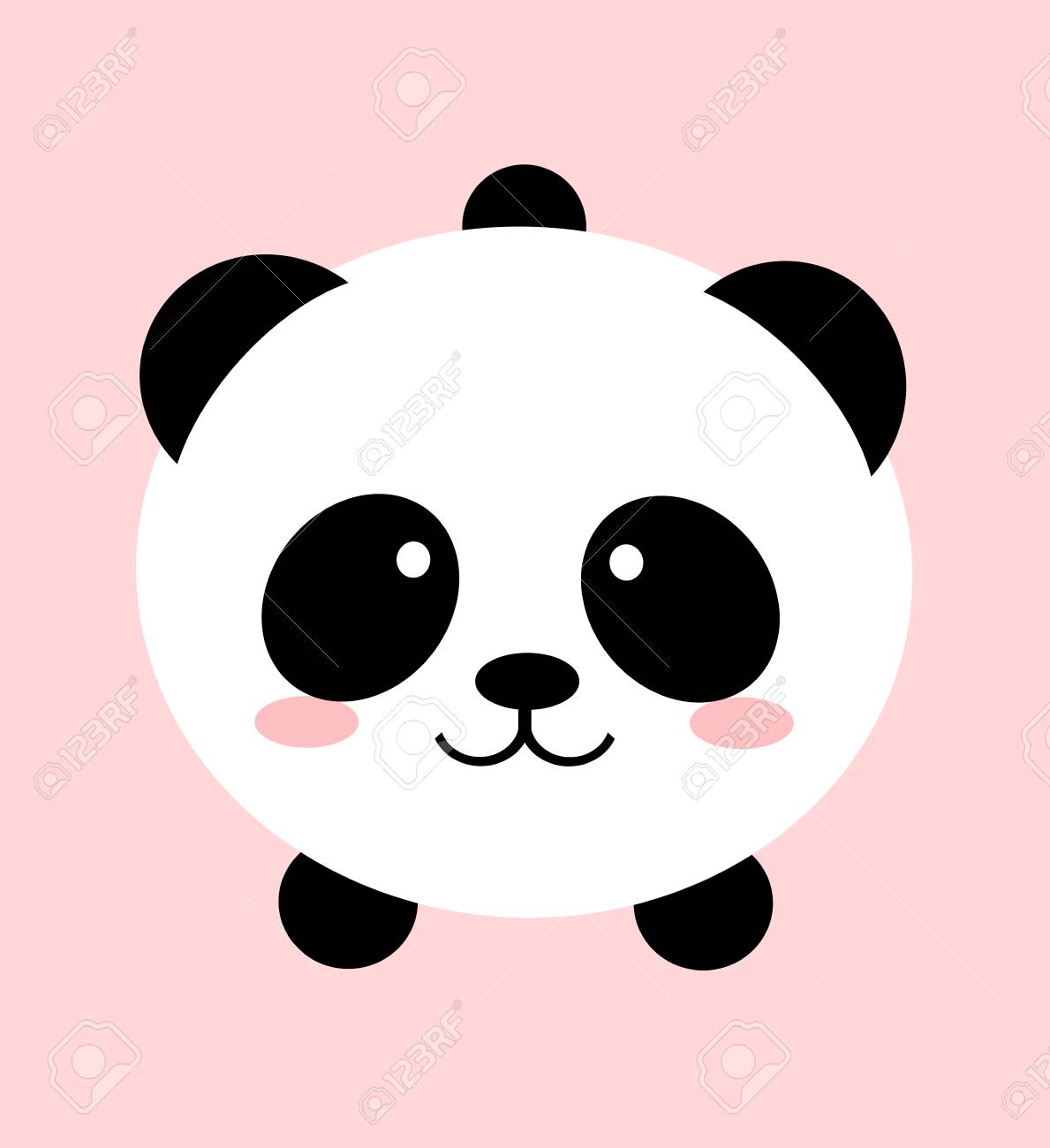 Lovely Kawai Panda Bear. Digital Design Of A Lovely Cute Kawaii Panda Bear  Over A Pastel Pink Background. Stock Photo, Picture and Royalty Free Image.  Image 87818775.