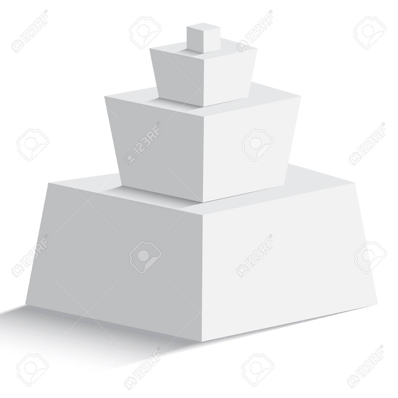 isolated blank pyramid of four geomertic objects on white background blank pyramid template