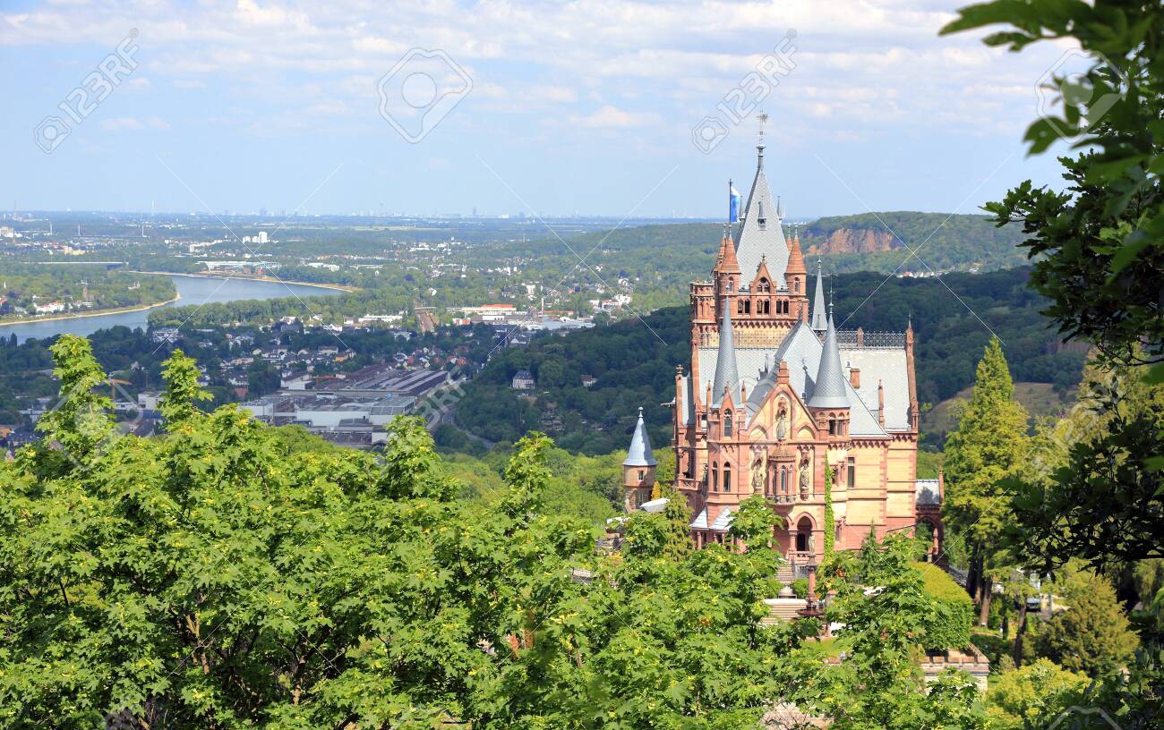 Drachenburg Castle, Rhine valley and the city of Bonn. Germany, Europe. - 149595792 Drachenburg Castle, Rhine valley and the city of Bonn. Germany, Europe. - 149595792