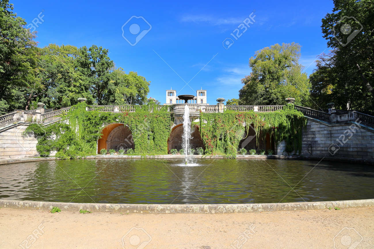 Potsdam, Germany - September 18, 2020: Visiting the royal palace und park Sanssouci in Potsdam on a sunny day in September. View on the Orangery Palace. - 164924759 Potsdam, Germany - September 18, 2020: Visiting the royal palace und park Sanssouci in Potsdam on a sunny day in September. View on the Orangery Palace. - 164924759