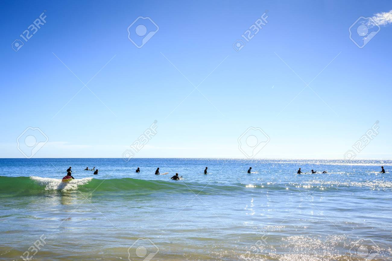 Surfers Sur Beliche Plage Mer Méditerranée Portugal