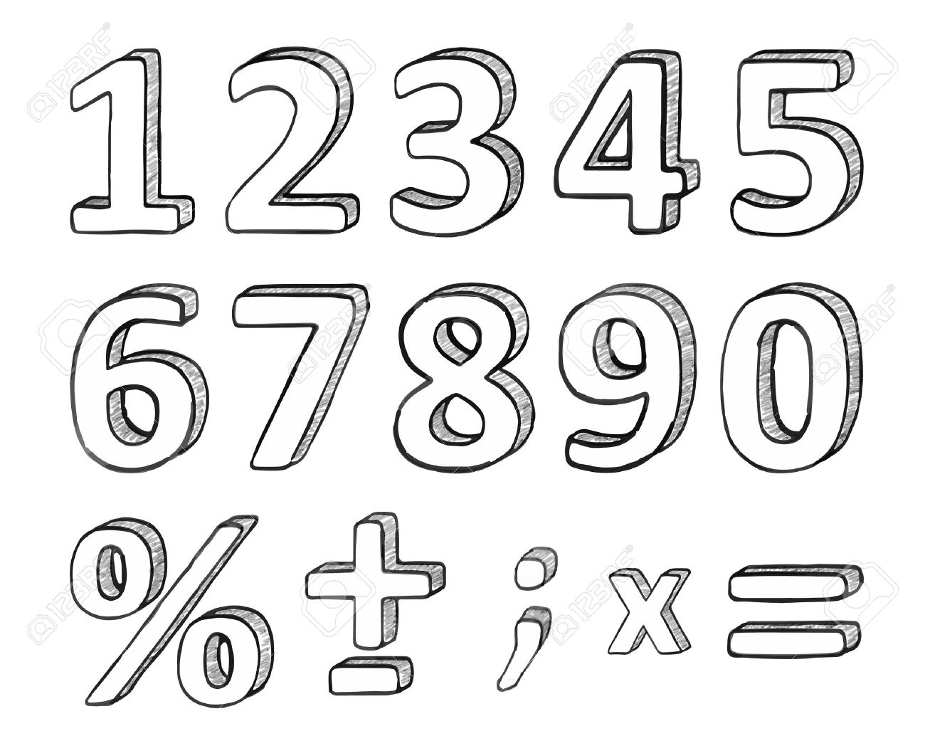 Hand Drawn Numbers and Basic Math Signs, Vector Illustration - 33357311 Hand Drawn Numbers and Basic Math Signs, Vector Illustration - 33357311