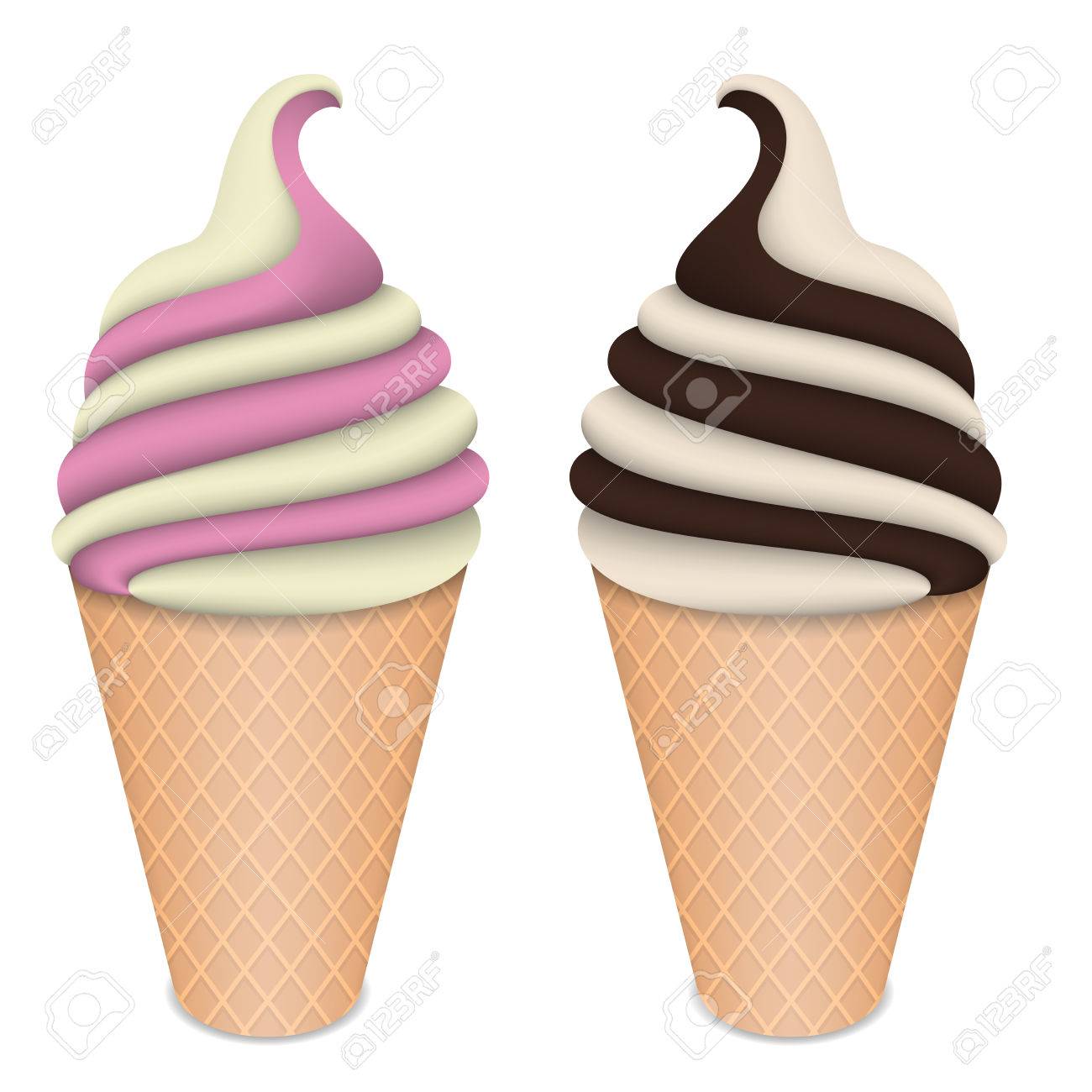 バニラとチョコレートのアイスクリーム ベクトル イラスト の写真素材 画像素材 Image