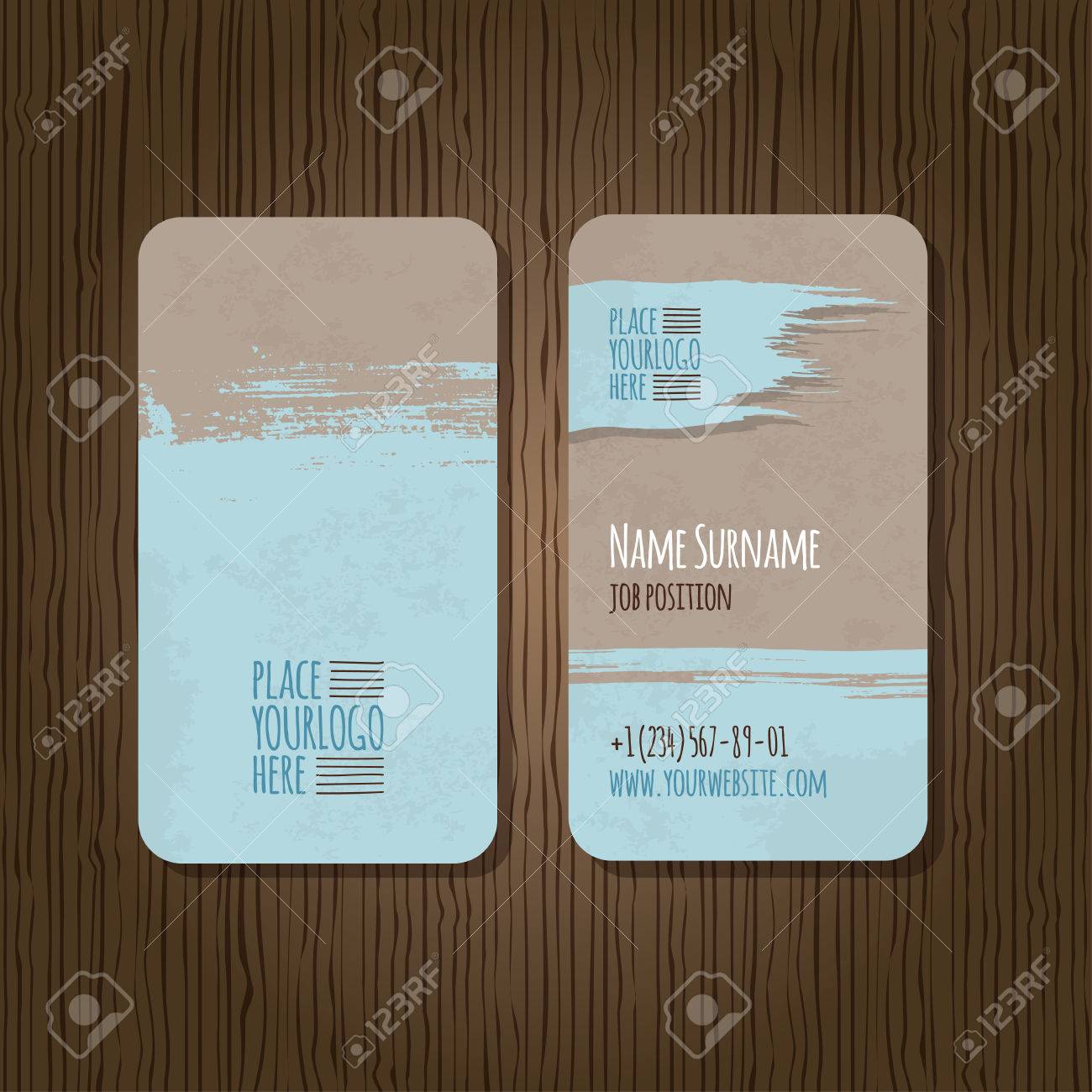 double sided grunge business card template with rounded corners