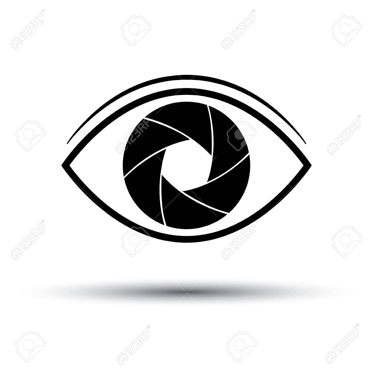 Camera Lens Icon Flat. Eye Camera On White Background. Silhouette. Vector  Illustration Royalty Free SVG, Cliparts, Vectors, And Stock Illustration.  Image 84956885.