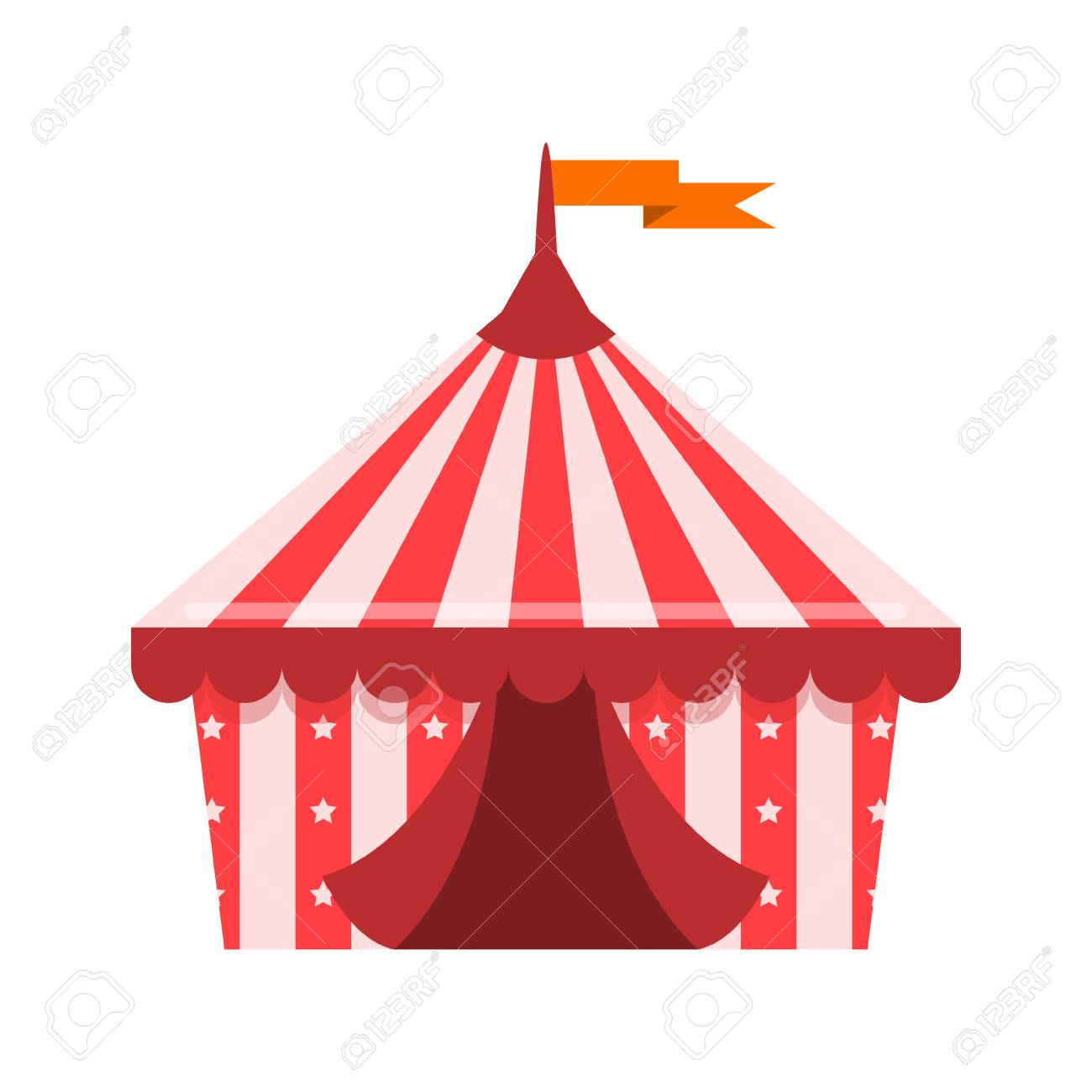 Modern Circus Tent Cartoon Illustration On White Background Modern Circus Tent Cartoon Illustration On White Background
