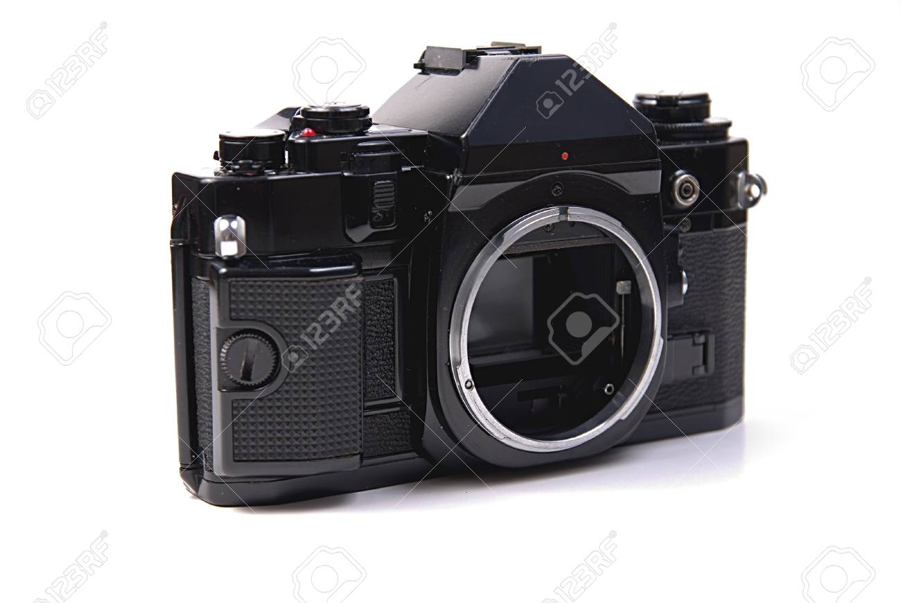 ホワイト クラシック一眼レフ カメラ 35 Mm の写真素材 画像素材 Image 12923427