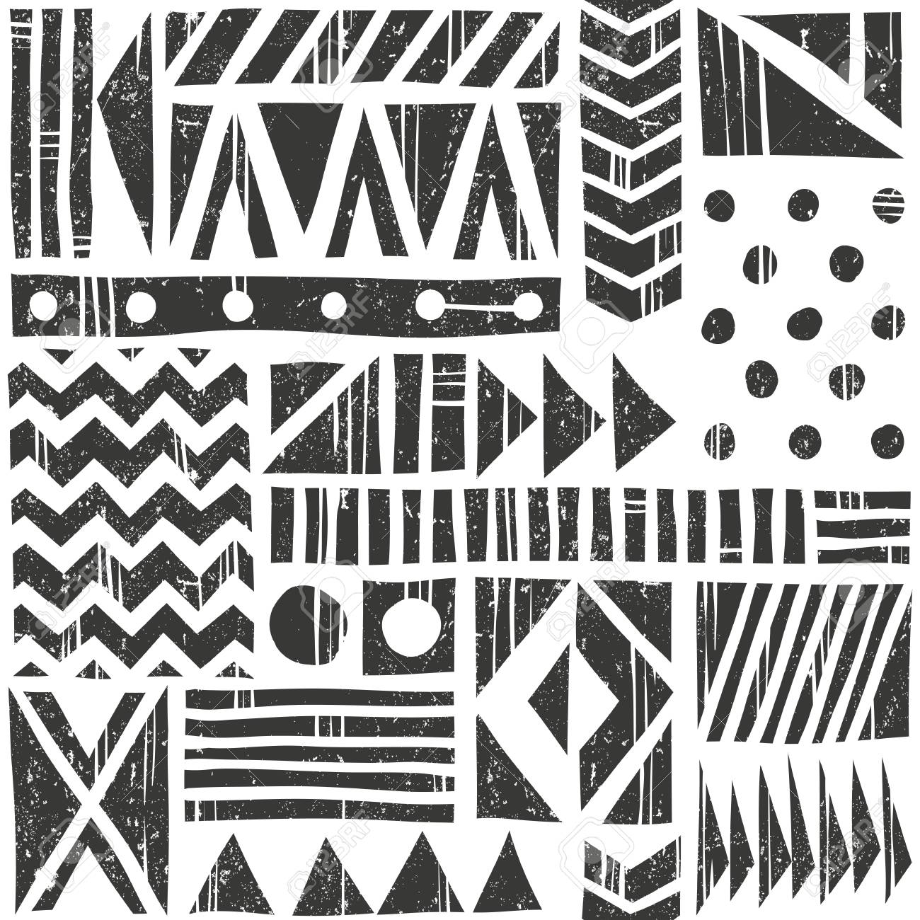 Vector seamless tribal pattern. Abstract background with different geometric shapes. Hand drawn illustration. Contains no transparency and blending modes. - 60901180 Vector seamless tribal pattern. Abstract background with different geometric shapes. Hand drawn illustration. Contains no transparency and blending modes. - 60901180