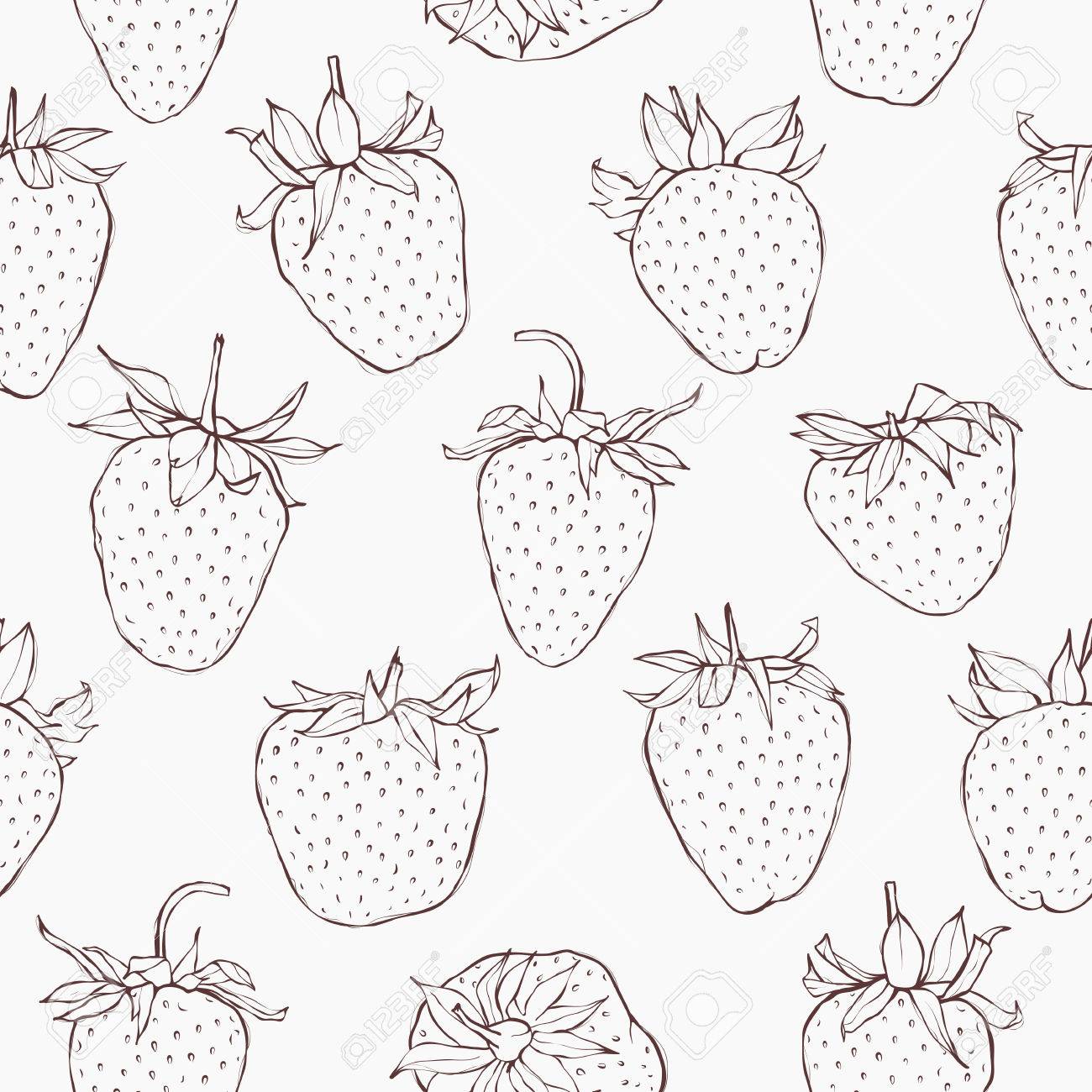 Seamless Pattern With Strawberries Hand Drawn Monochrome Wallpaper Eps 10 Vector Illustration Royalty Free Cliparts Vectors And Stock Illustration Image