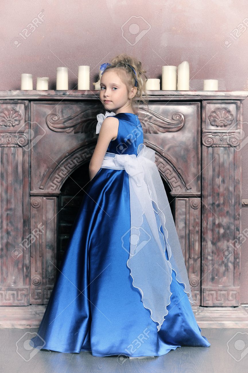 little girl in blue dress