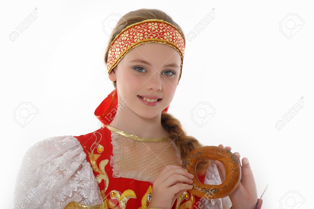 Girl In Russian Traditional Clothing Stock Photo, Picture and