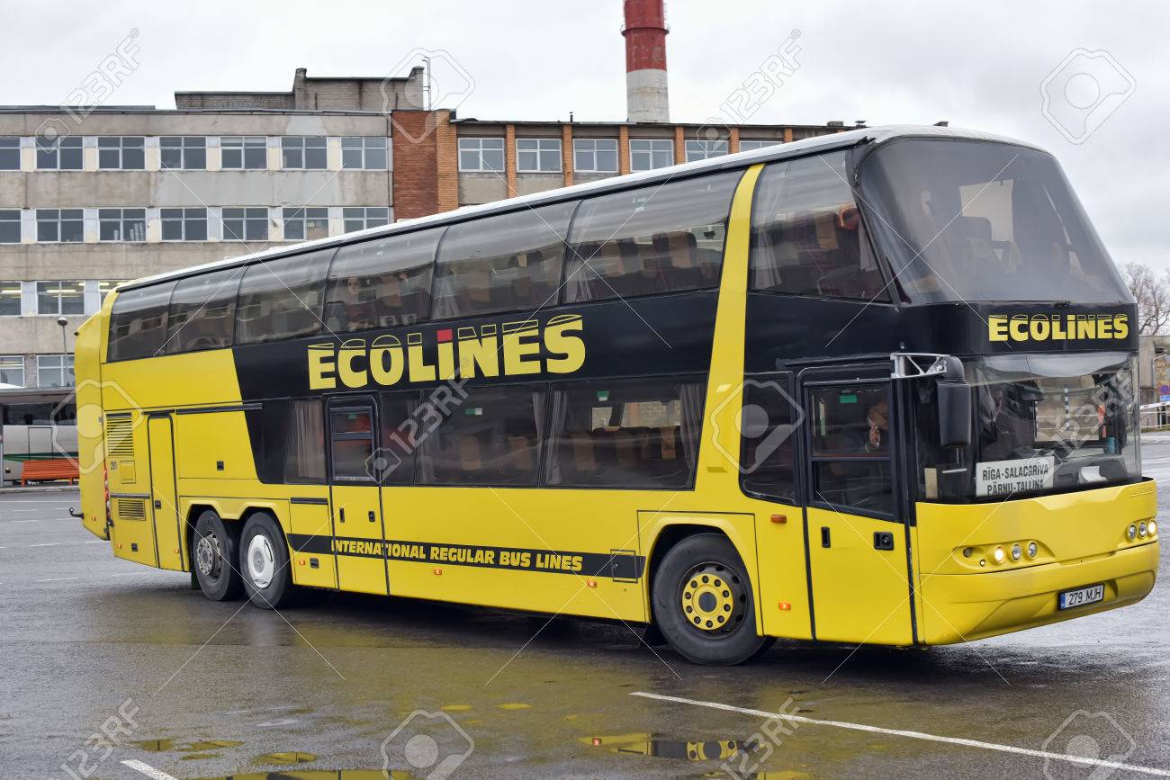 Intercity Bus Ecolines At The Bus Station Tallinn Estonia Stock