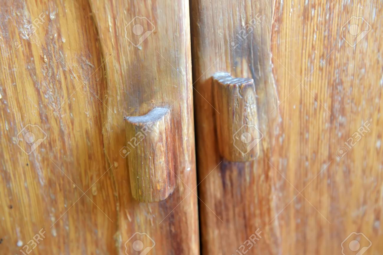 Dirty Old Wooden Cabinet Handles Stock Photo Picture And Royalty