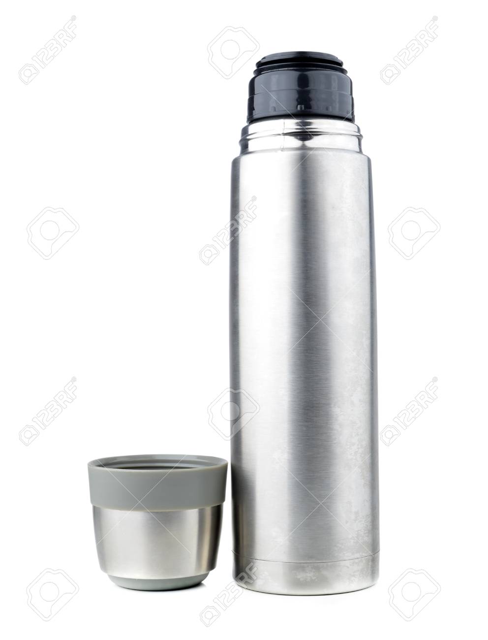 white thermo flask