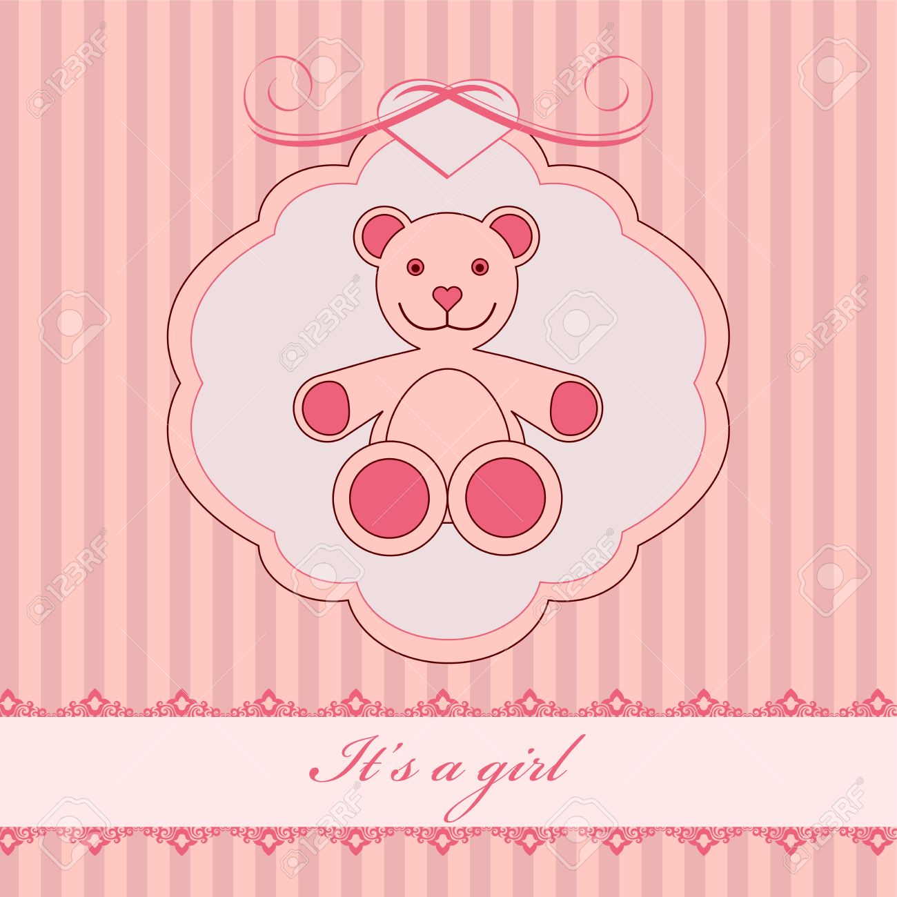 vintage baby girl arrival announcement card royalty free cliparts baby girl card stock