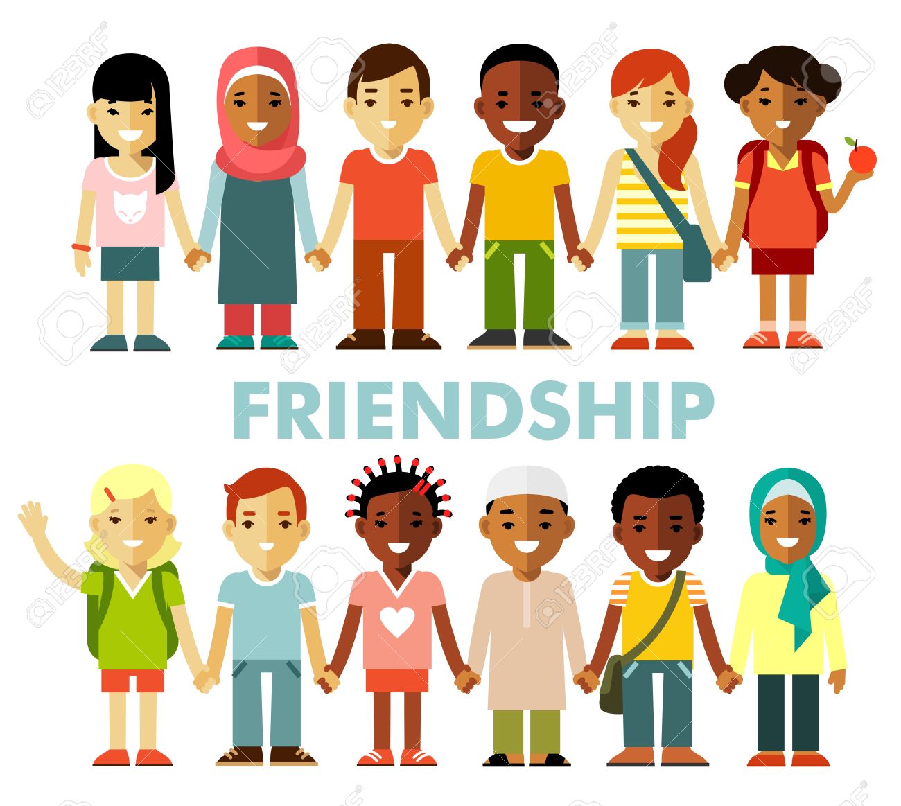 Multicultural kids group standing in row together, isolated on white background - 56270915 Multicultural kids group standing in row together, isolated on white background - 56270915