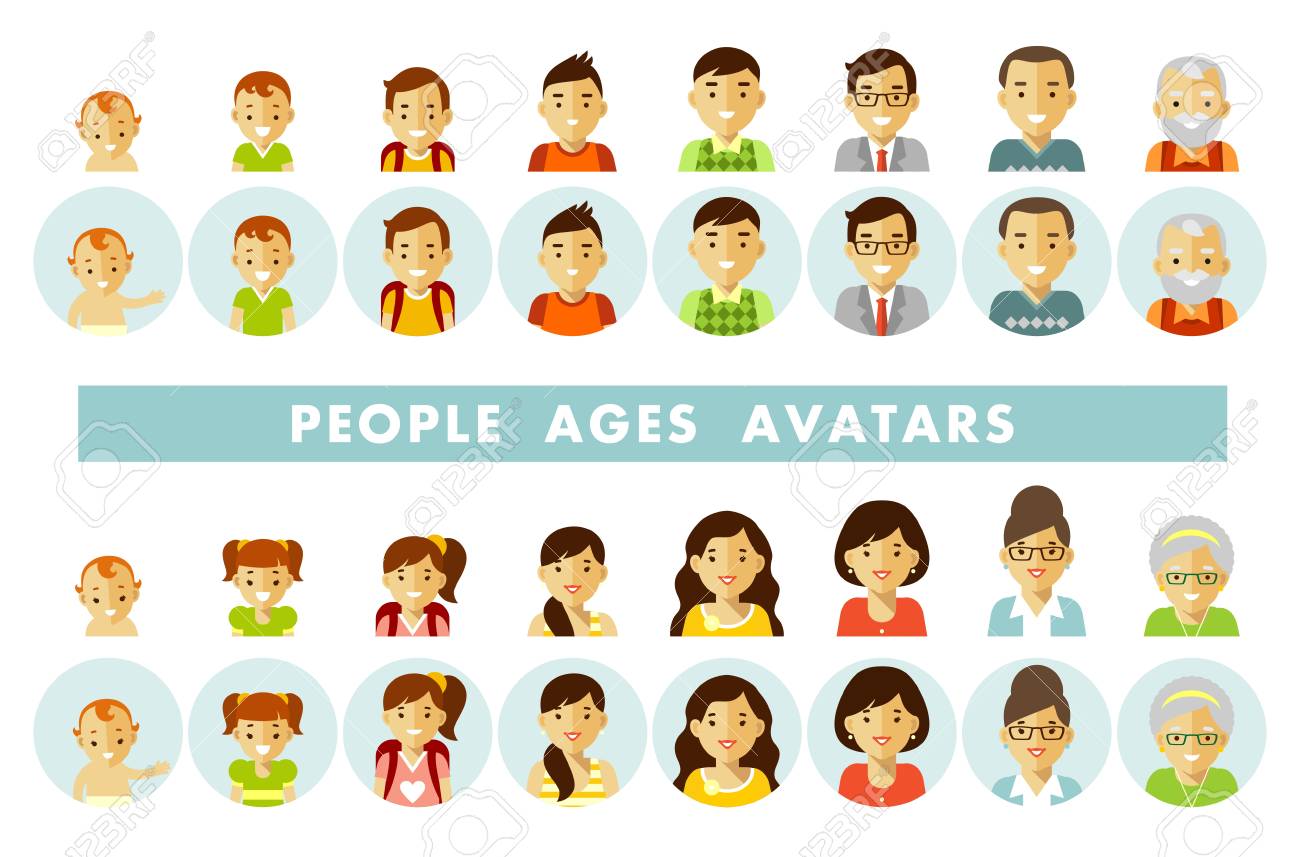 Set of people avatars at different ages vector illustration - 98603950 Set of people avatars at different ages vector illustration - 98603950
