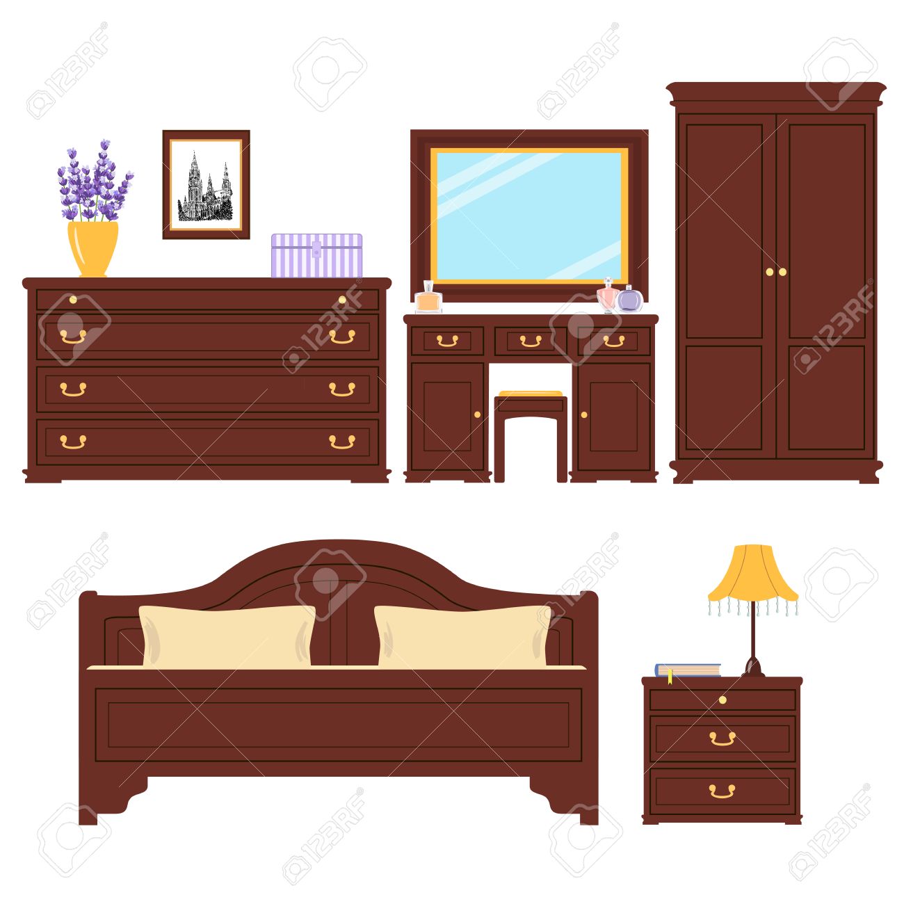 Set Of Furniture For Bedroom Cute Sleeping Room For Advertising