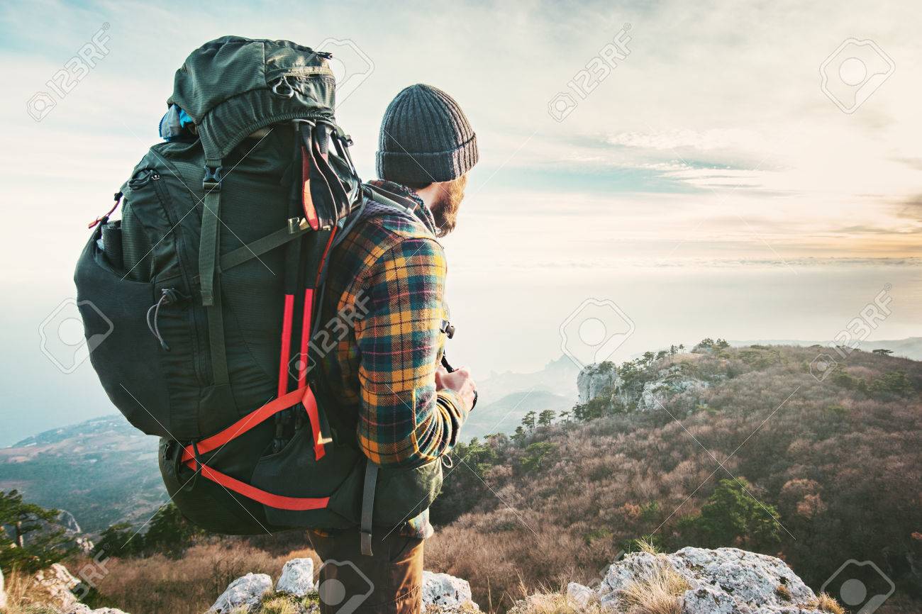 man with huge backpack