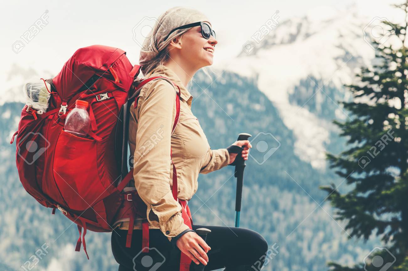 red hiking backpack