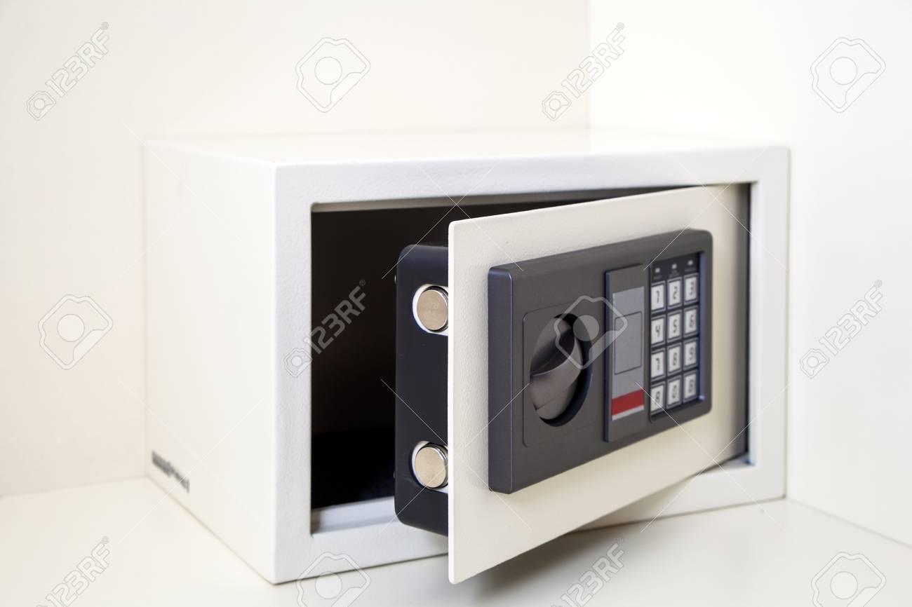 A Close Up Of A Small Metalic White Safe With A Combination Lock Stock Photo Picture And Royalty Free Image Image 88995661