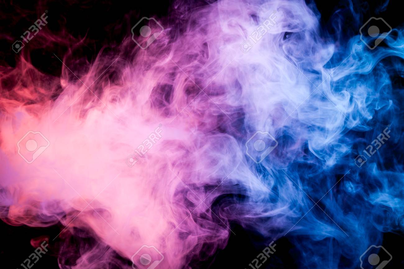 Blue Pink Purple Smoke On Black Background Vape Steam High-Res Stock Photo - Getty Images