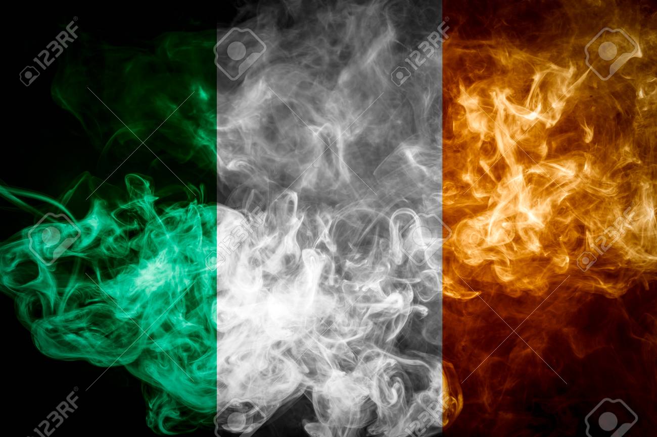 National Flag Of Ireland From Thick Colored Smoke On A Black Isolated  Background Stock Photo, Picture and Royalty Free Image. Image 99538593., image size:1300x866