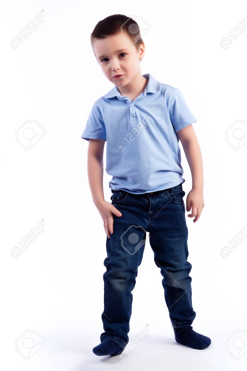 white polo and blue jeans