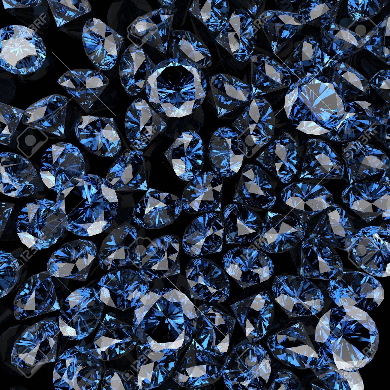 Blue Diamonds On Black Background Stock Photo, Picture And Royalty Free  Image. Image 16706710.