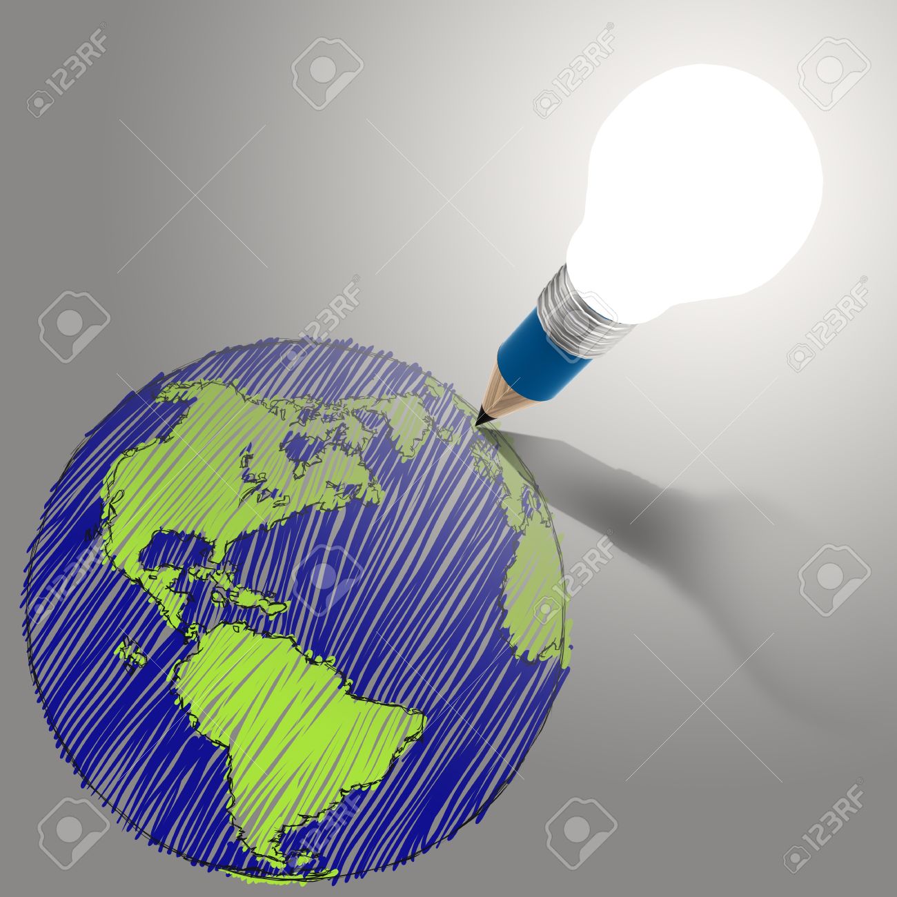 Pencil Creative Light Bulb Head Drawing The Earth As Concept Stock Photo Picture And Royalty Free Image Image 1092
