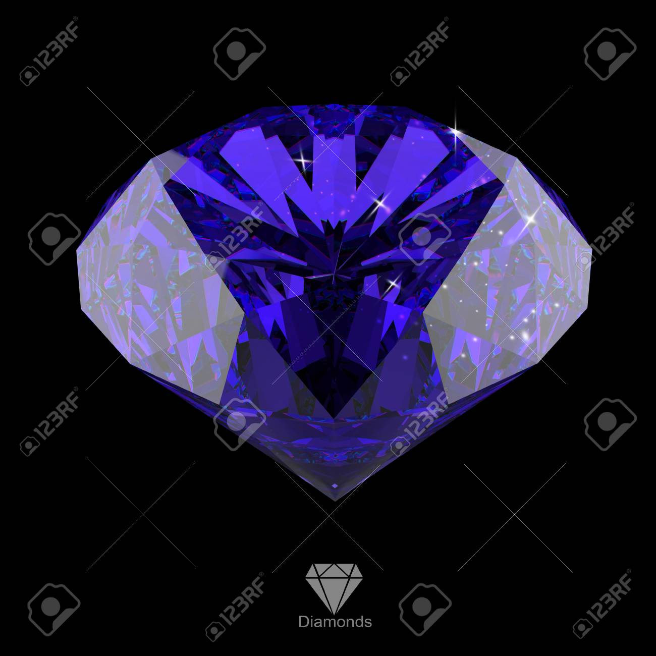 3d diamond on black