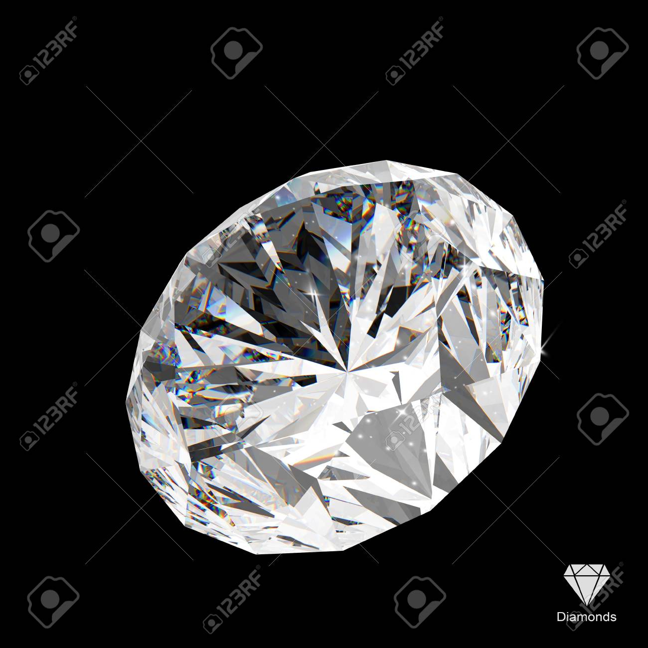 3d diamond on black