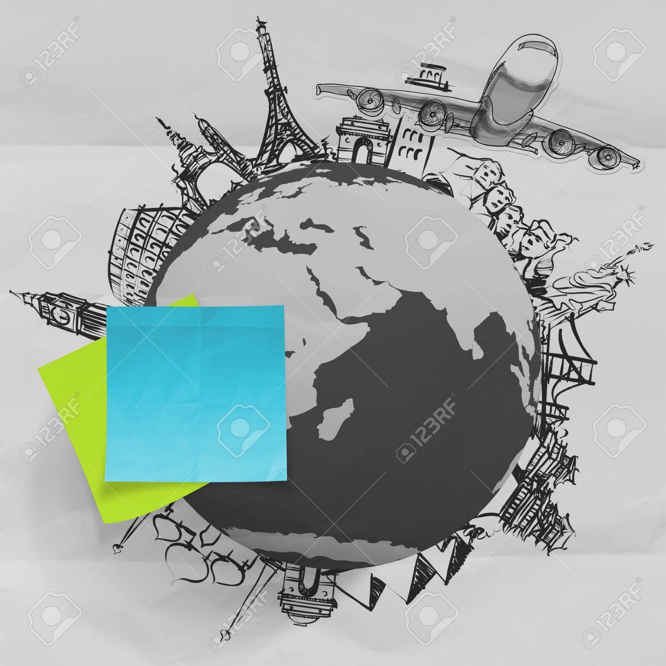 crumpled paper recycling map world