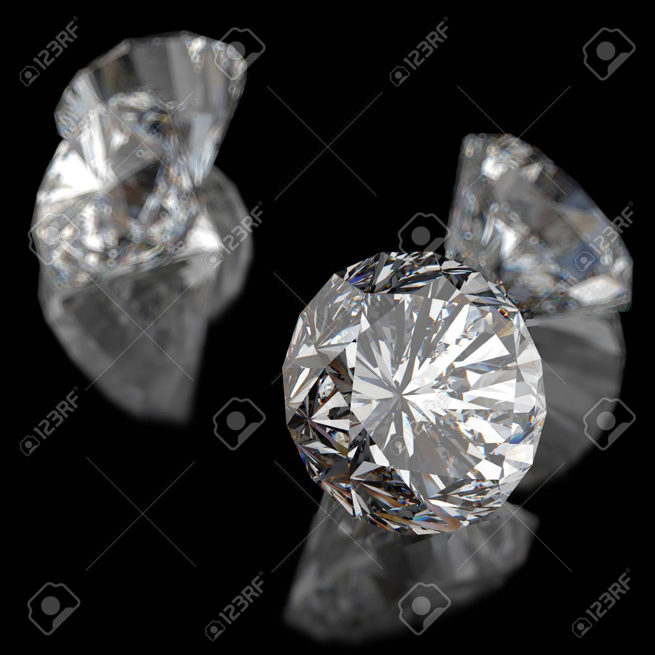 3d diamonds on black