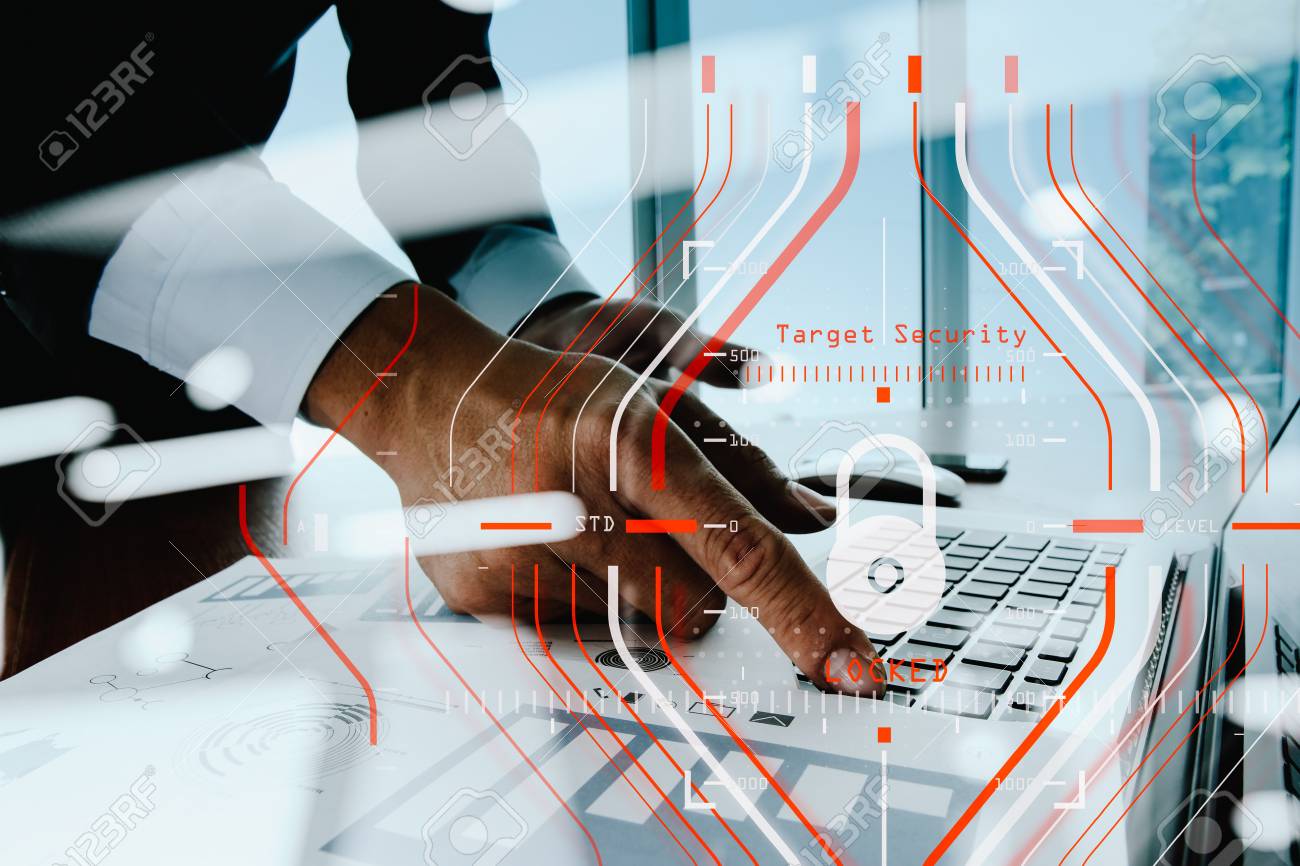Regulación General De Protección De Datos (GDPR, Por Sus Siglas En Inglés) Y Concepto De Seguridad. Protección De Objetivos De Halogramas De Computadora Bloqueada Con éxito En El Trabajo Y La Tecnología