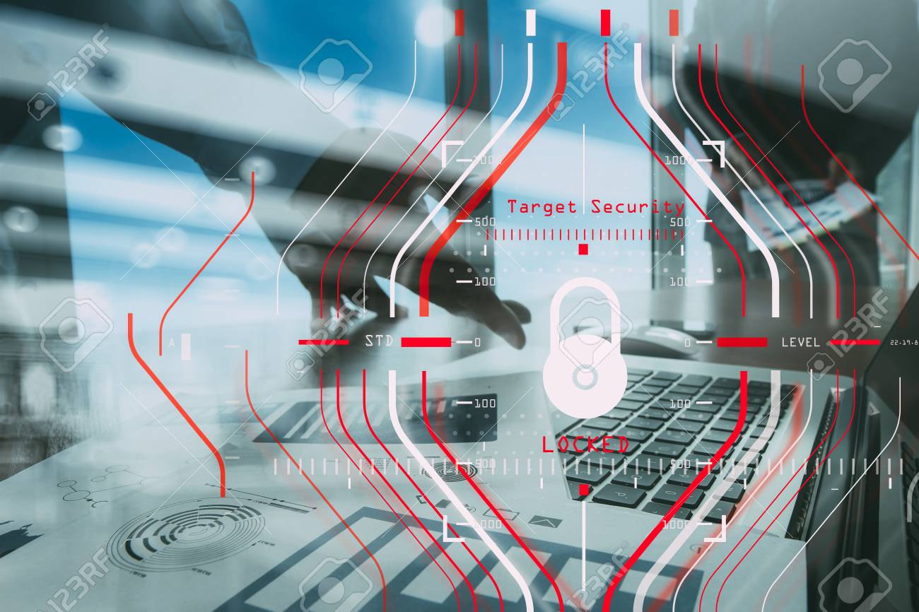 Regulación General De Protección De Datos (GDPR, Por Sus Siglas En Inglés) Y Concepto De Seguridad. Protección De Objetivos De Halogramas De Computadora Bloqueada Con éxito En El Trabajo Y La Tecnología