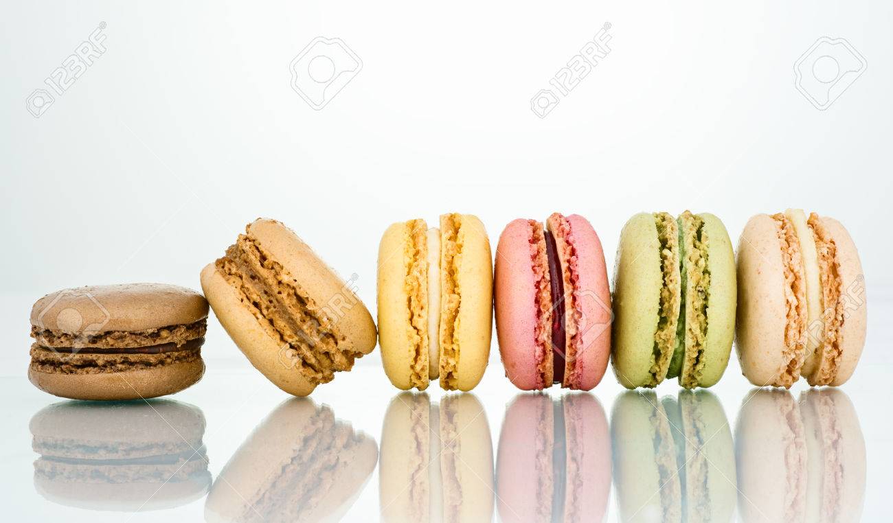 Macarons Pastry Horizontal Layout Grey Background Stock Photo Picture And Royalty Free Image Image