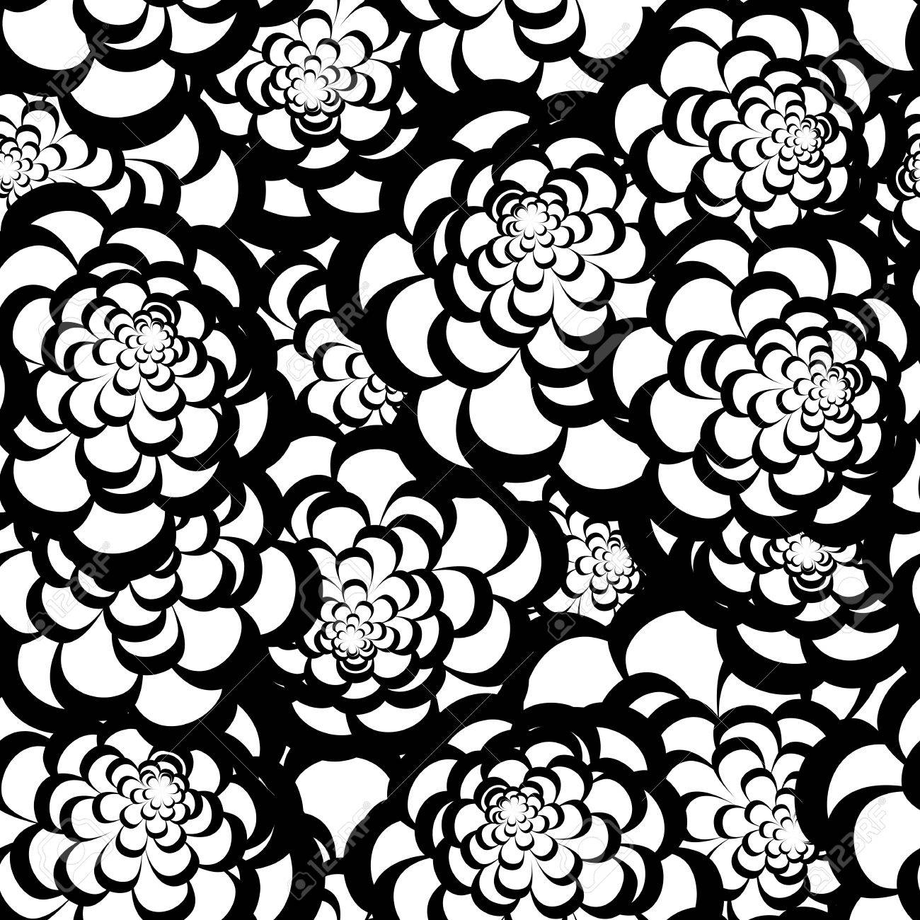 Senza Soluzione Di Continuità In Bianco E Nero Motivo Floreale Per Il Vostro Disegno