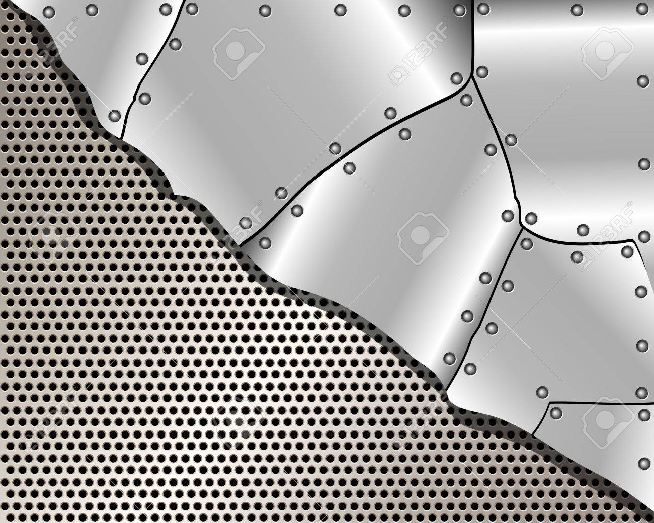あなたの設計のためのグリッドとスチール プレートでメタリックな背景 のイラスト素材 ベクタ Image