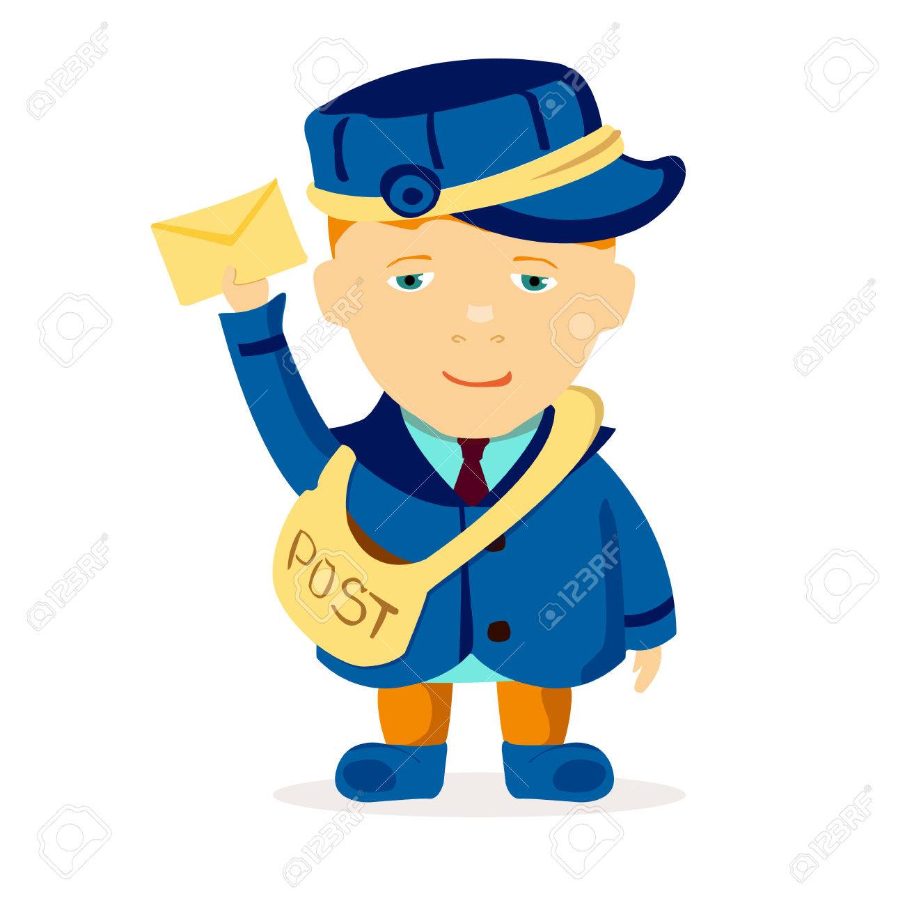 若い郵便屋さんのイラスト素材 ベクタ Image