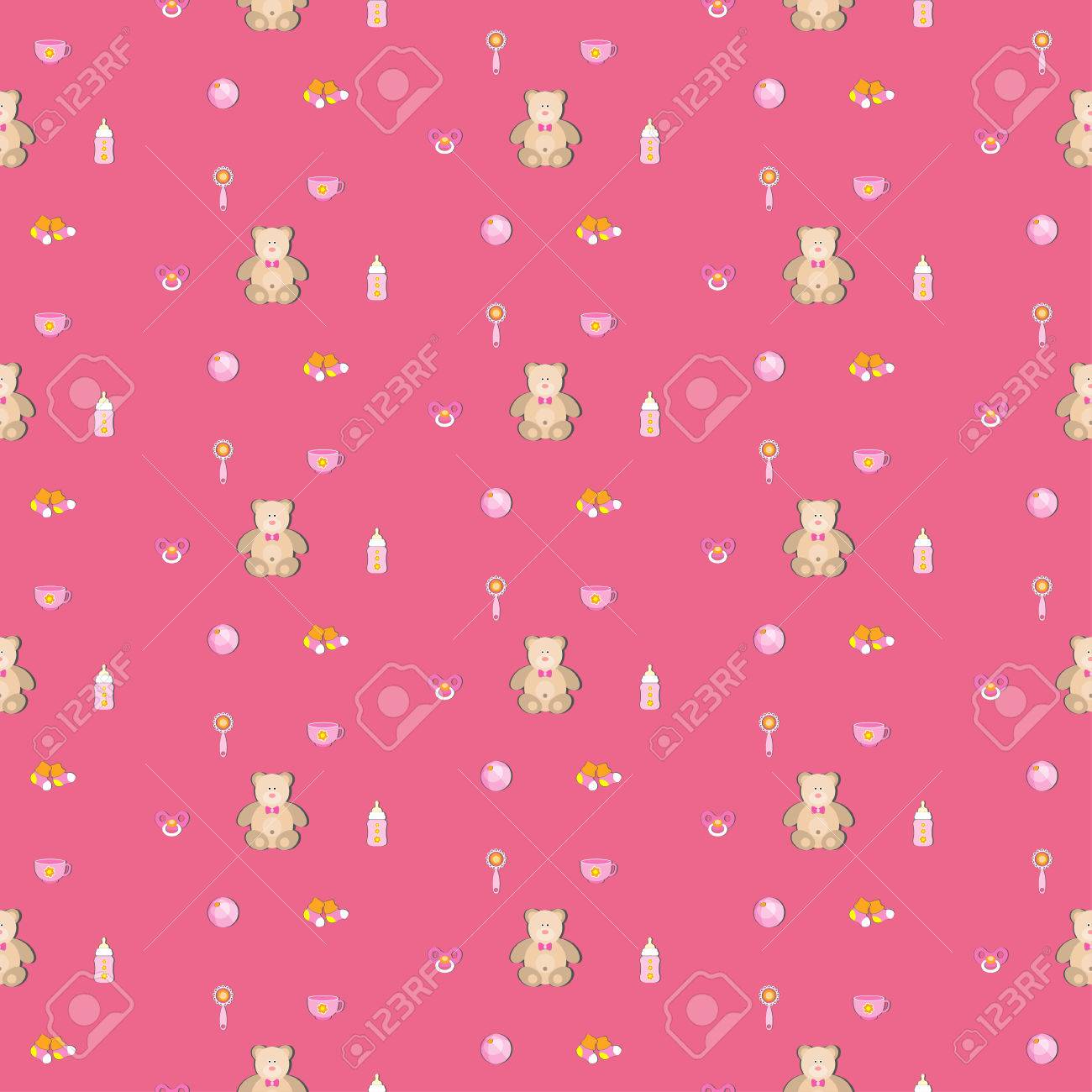 A Cute Newborn Seamless Pattern For Baby Girl Baby Design Elements