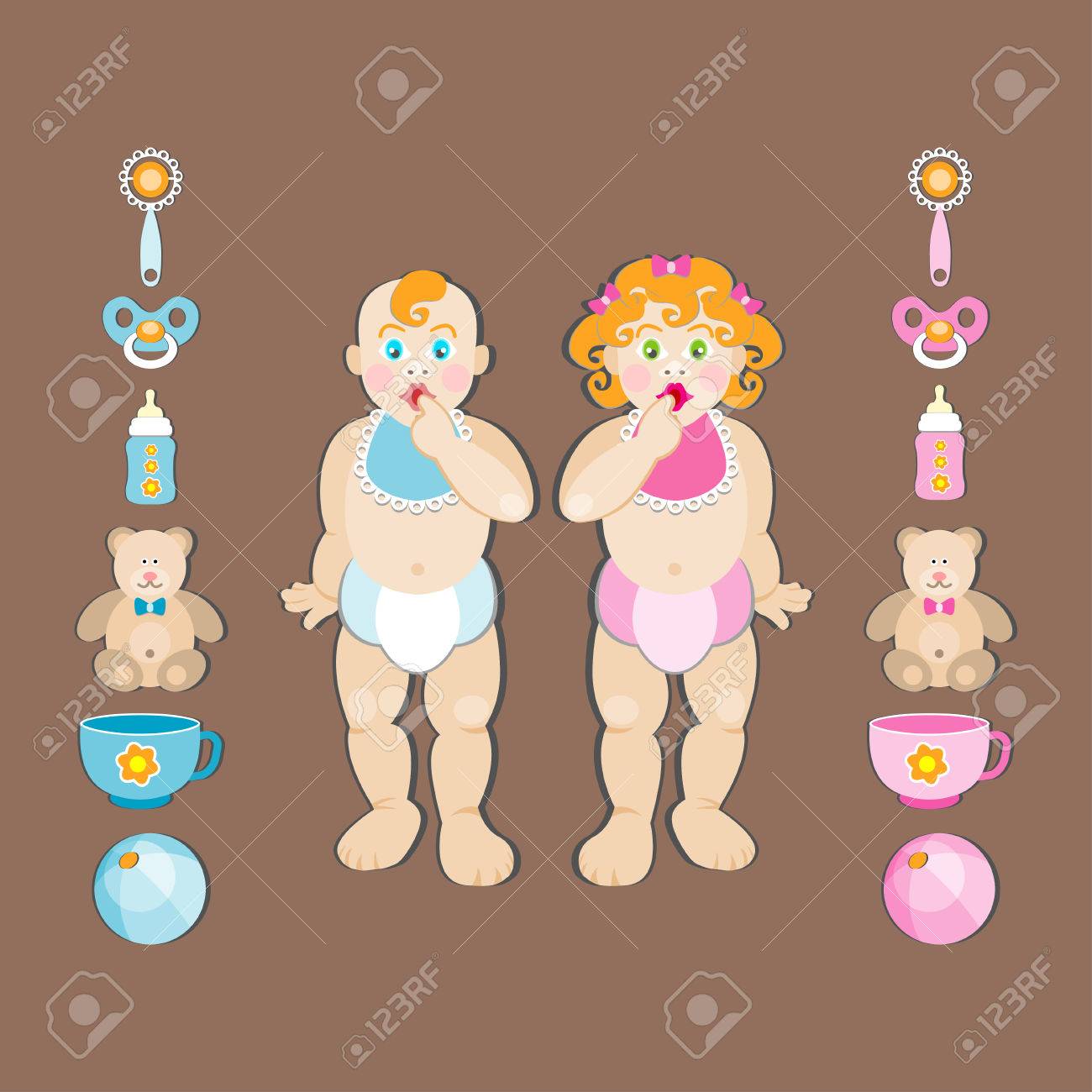 赤ちゃんもの落書き要素を設定します 赤ちゃんインフォ グラフィックのベクター イラストです ハッピー ベビー プリントのイラスト素材 ベクタ Image