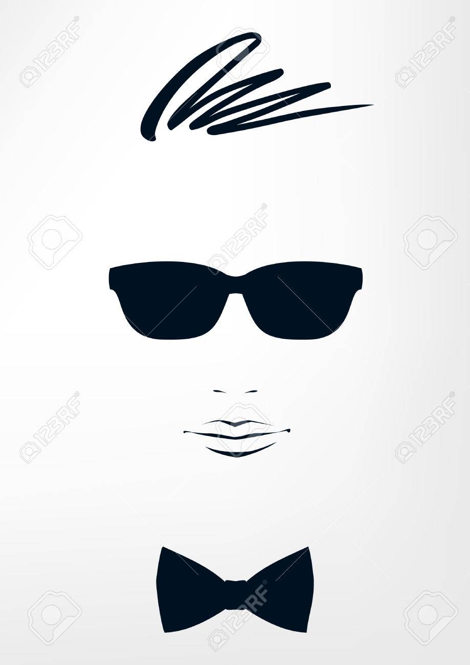 黒のサングラスと弓に若い男の肖像のイラスト素材 ベクタ Image