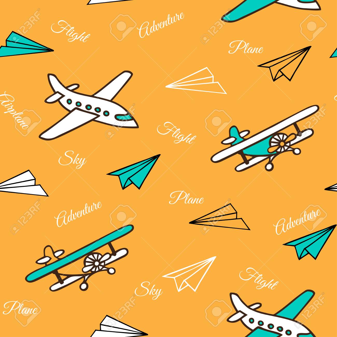 Yellow Seamless Pattern Of Cute Airplanes. Aircraft And Paper Airplanes Hand-drawn. Vector Illustration In A Sketch Style. Royalty Free SVG, Cliparts, Vectors, And Stock Illustration. Image 60047457. Yellow Seamless Pattern Of Cute Airplanes. Aircraft And Paper Airplanes Hand-drawn. Vector Illustration In A Sketch Style. Royalty Free SVG, Cliparts, Vectors, And Stock Illustration. Image 60047457.