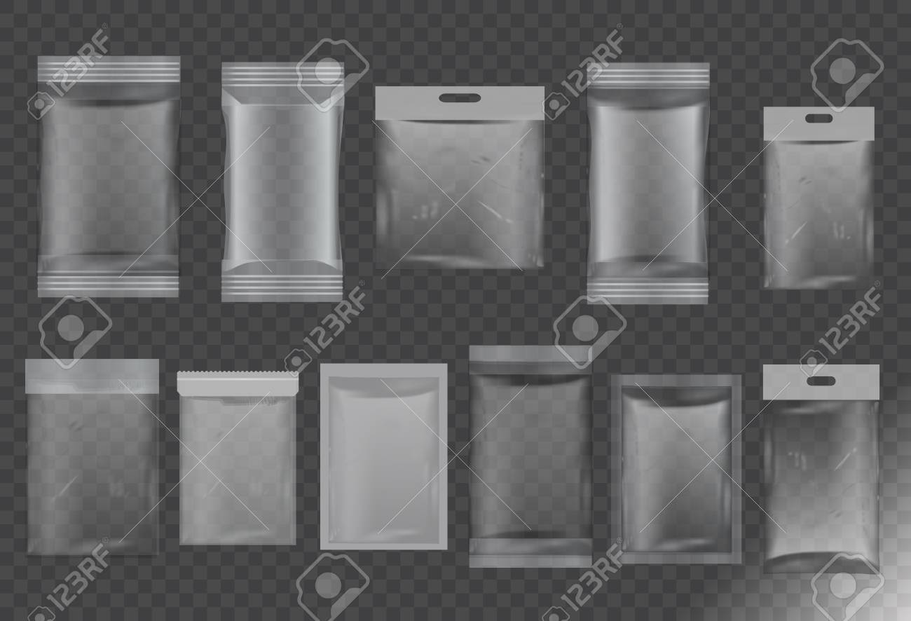 食品包装 透明ビニール袋 ベクトルセットモックアップ のイラスト素材 ベクタ Image