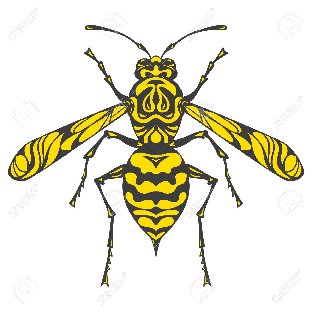 スズメバチ落書きシルエットのアイコン ベクトルの図 のイラスト素材 ベクタ Image