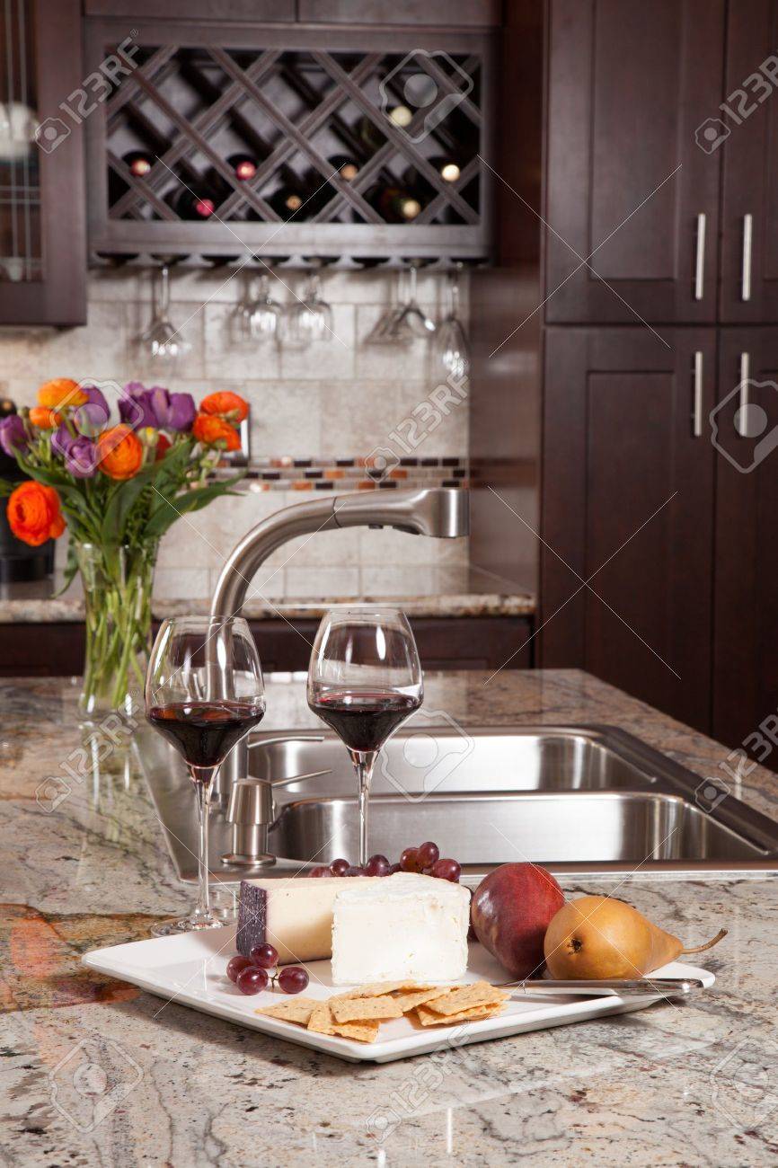 Modern house new contemporary luxury custom kitchen and refreshments on exotic granite countertop - 19842519 Modern house new contemporary luxury custom kitchen and refreshments on exotic granite countertop - 19842519